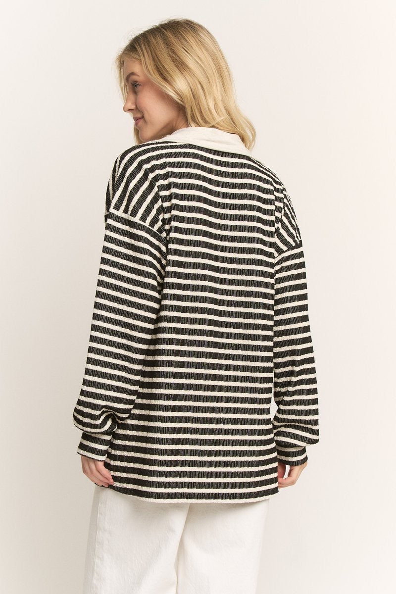 Collared Striped Top