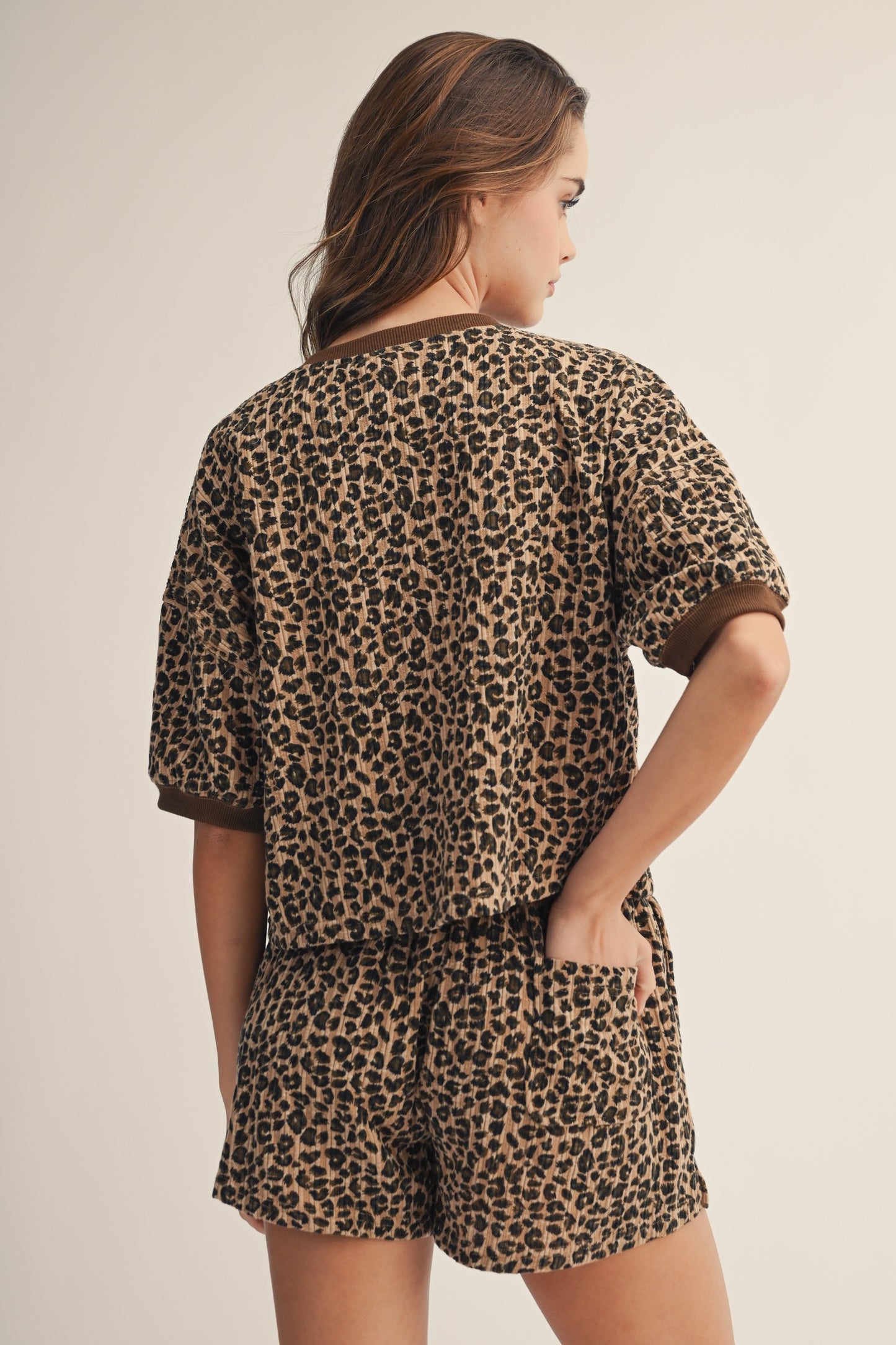 Vintage Leopard Henley Set