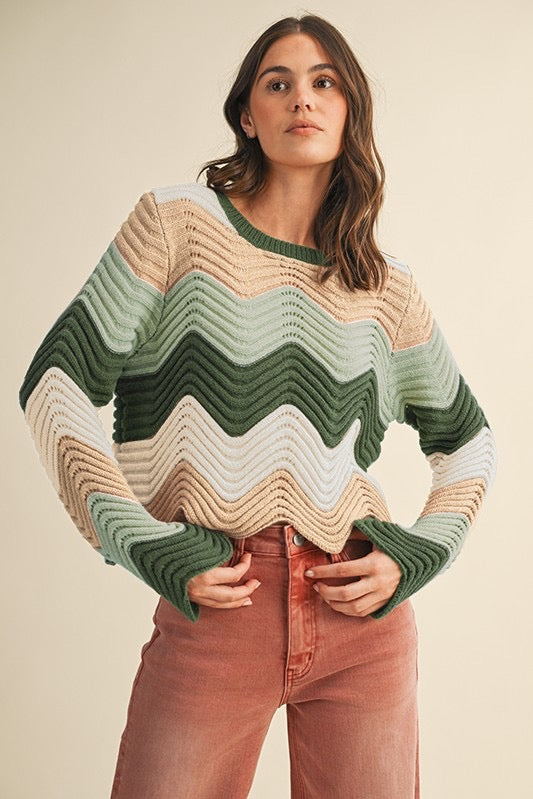 Wave Knit Sweater Top