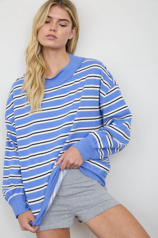 Blue Mock Neck Sweatshirt
