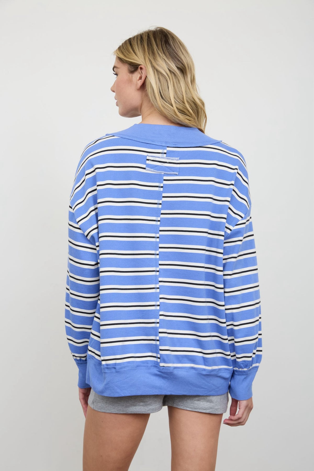 Blue Mock Neck Sweatshirt