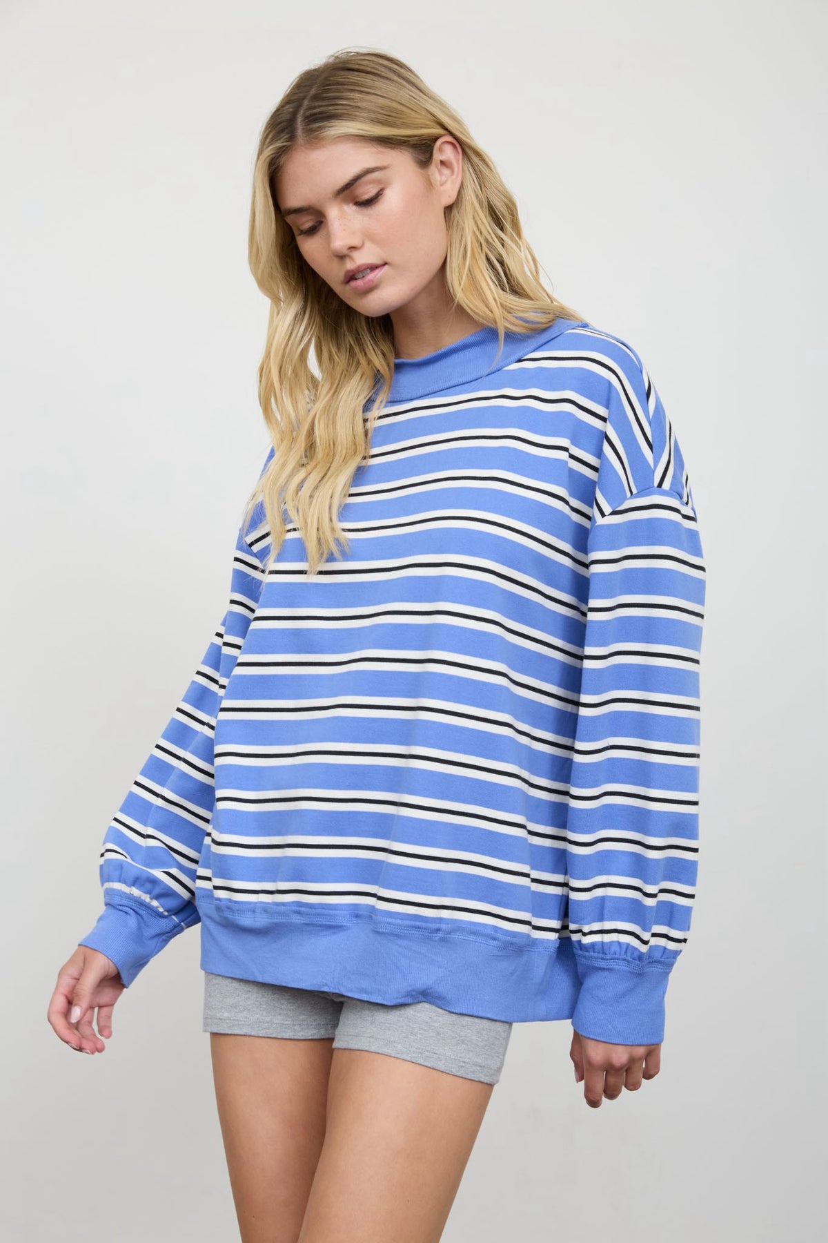 Blue Mock Neck Sweatshirt