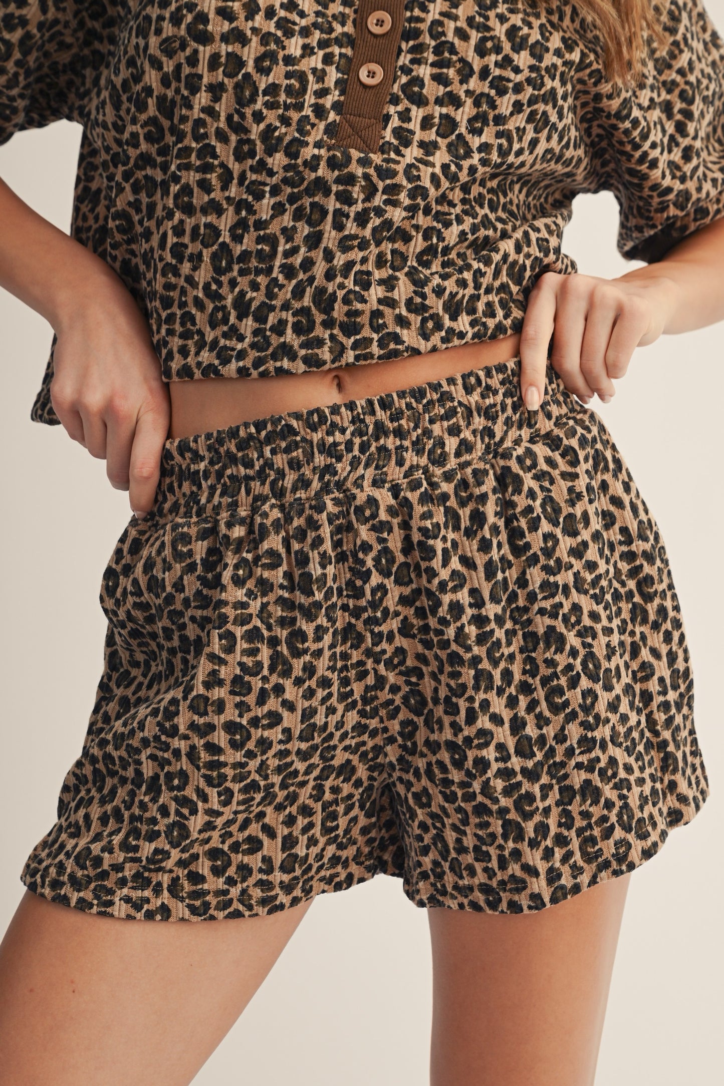 Vintage Leopard Henley Set