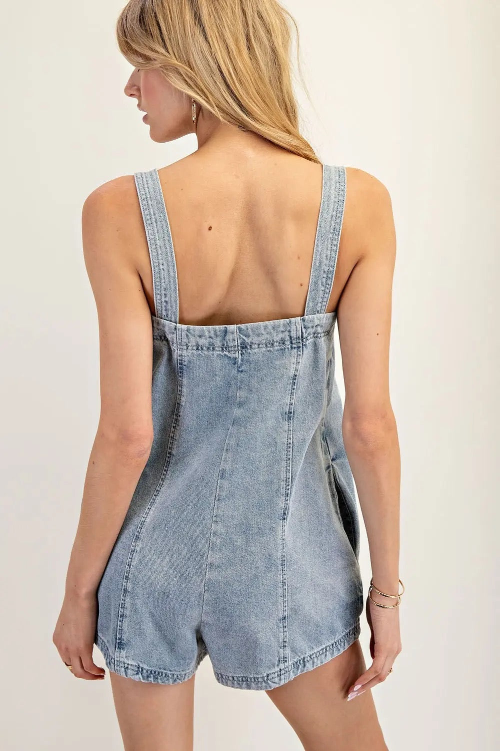 Stone Washed Sleeveless Romper