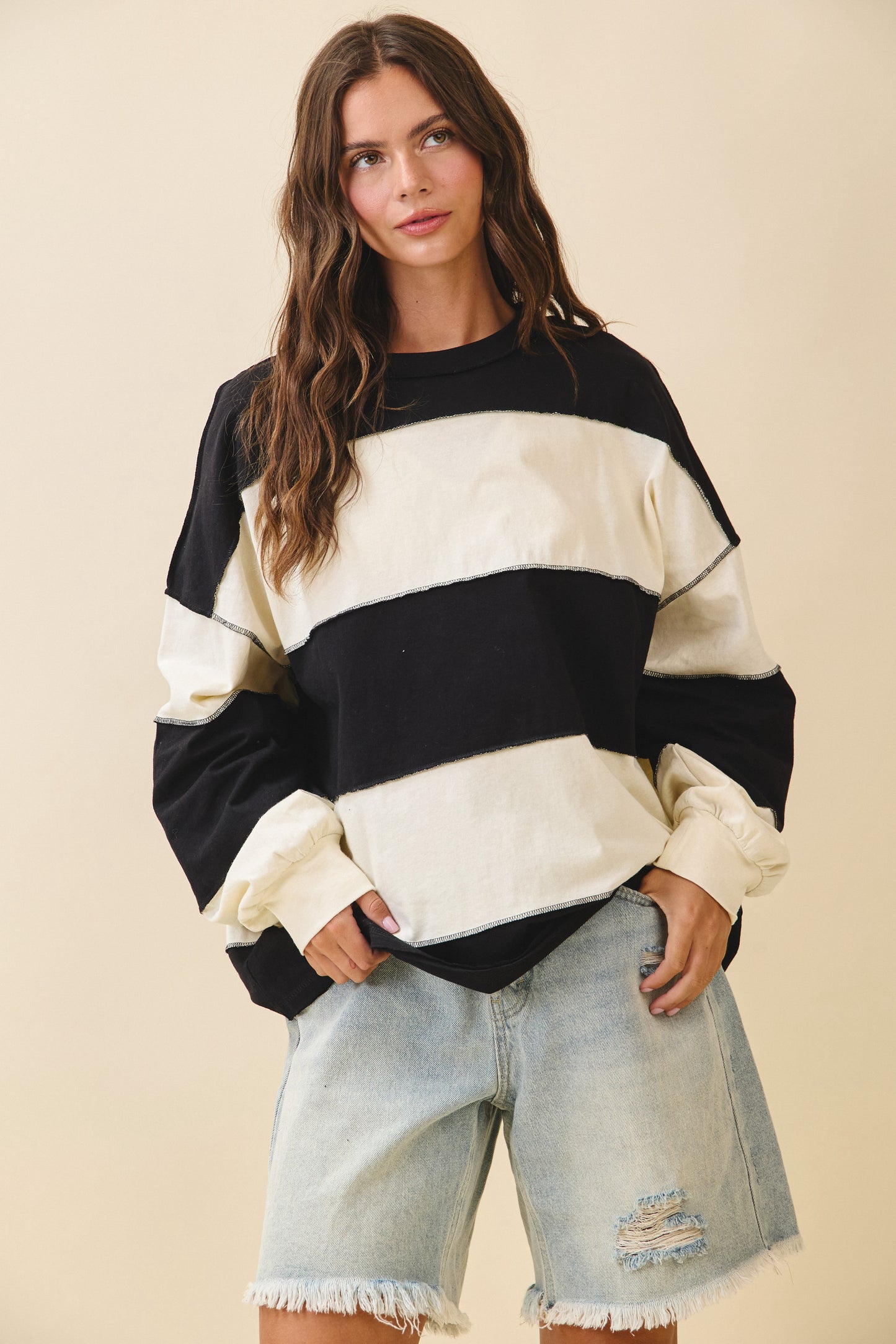 Stripe Long Sleeve Pullover Top