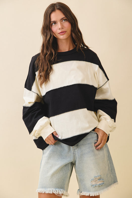 Stripe Long Sleeve Pullover Top