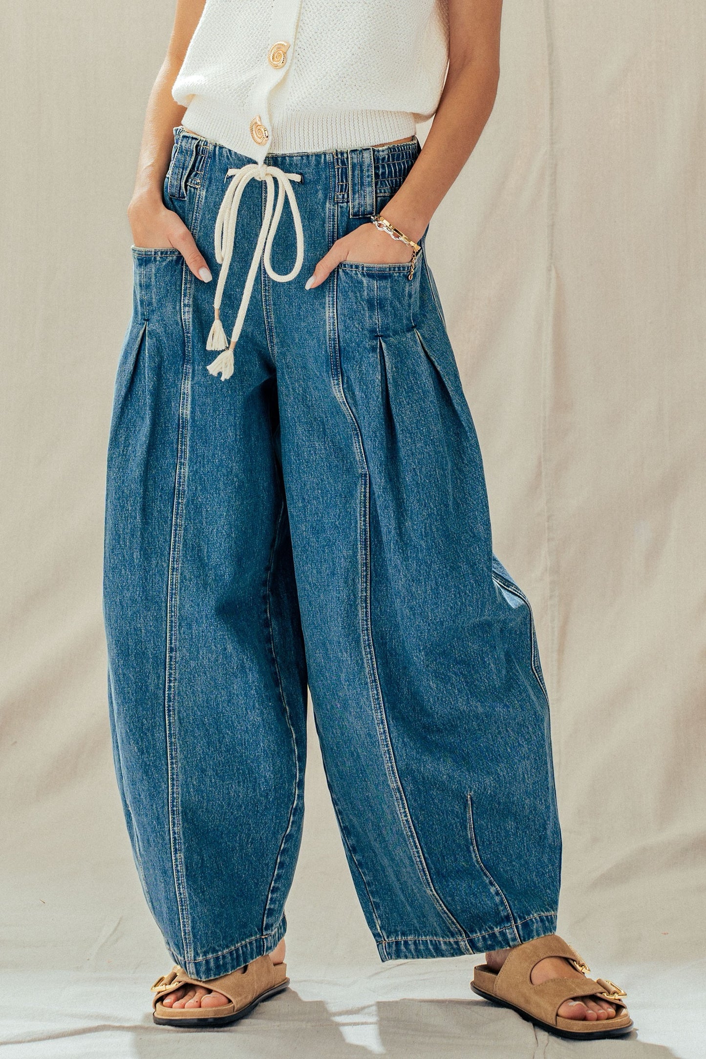 Denim Barrel Leg Pants