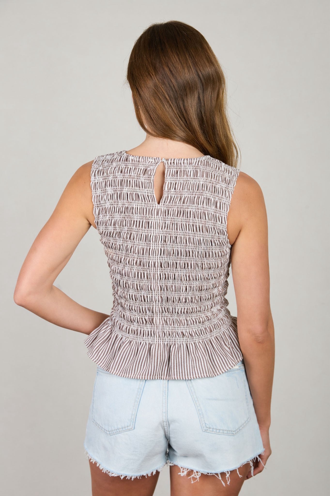 Stripe Smocked Peplum Top