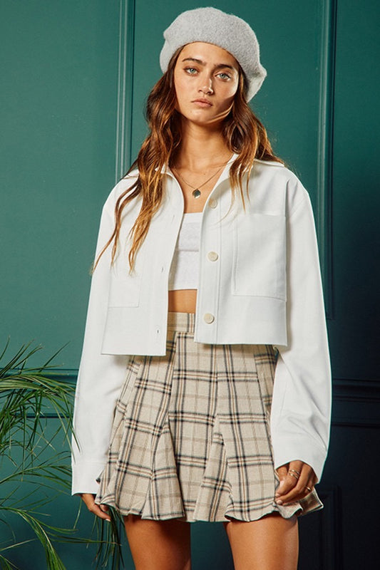 Ivory Solid Chopped Jacket