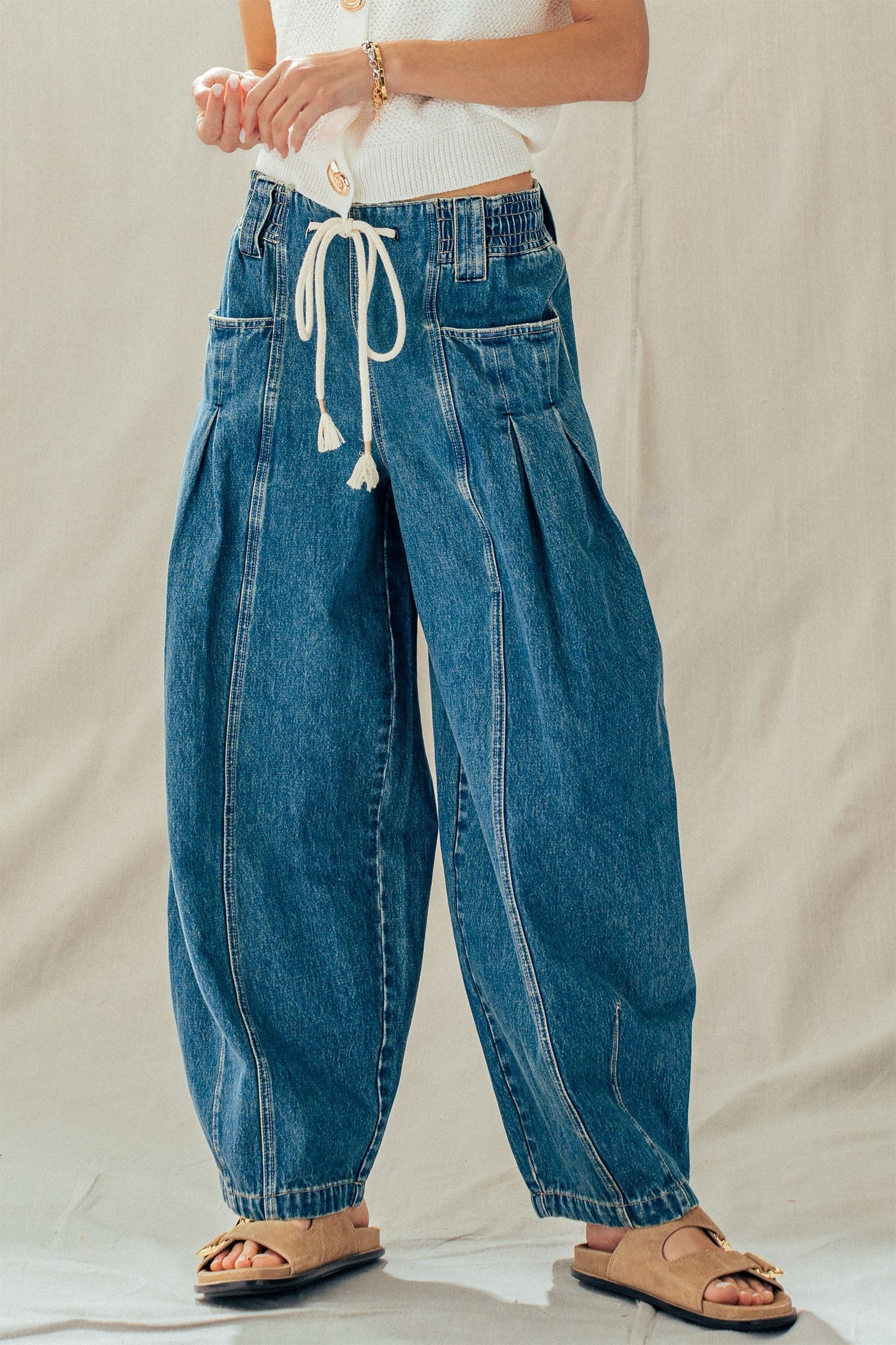 Denim Barrel Leg Pants