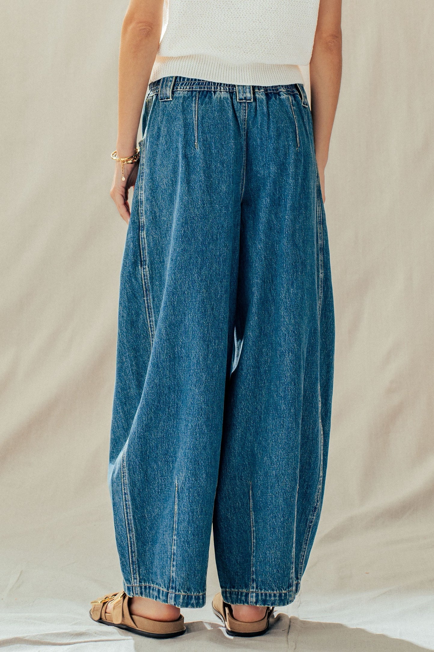 Denim Barrel Leg Pants