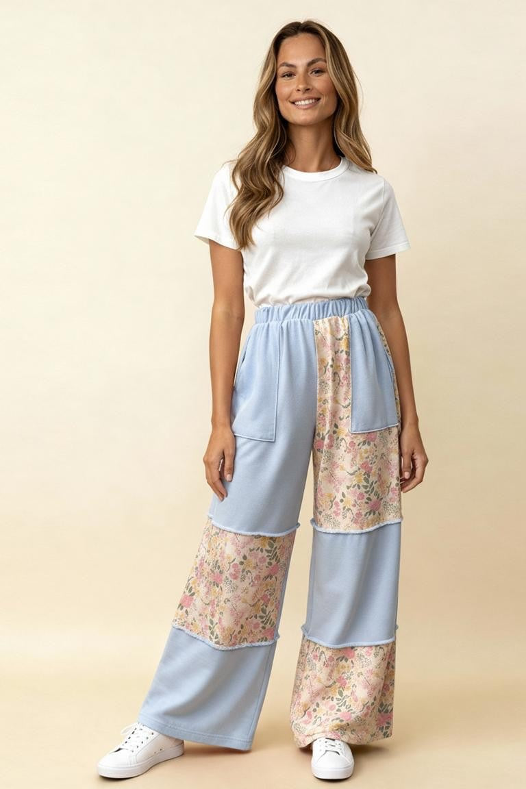 Baby Blue Patchwork Pants