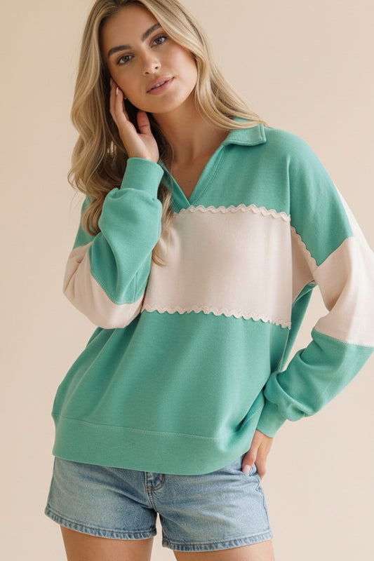 Ric Rac Trim Collared Top