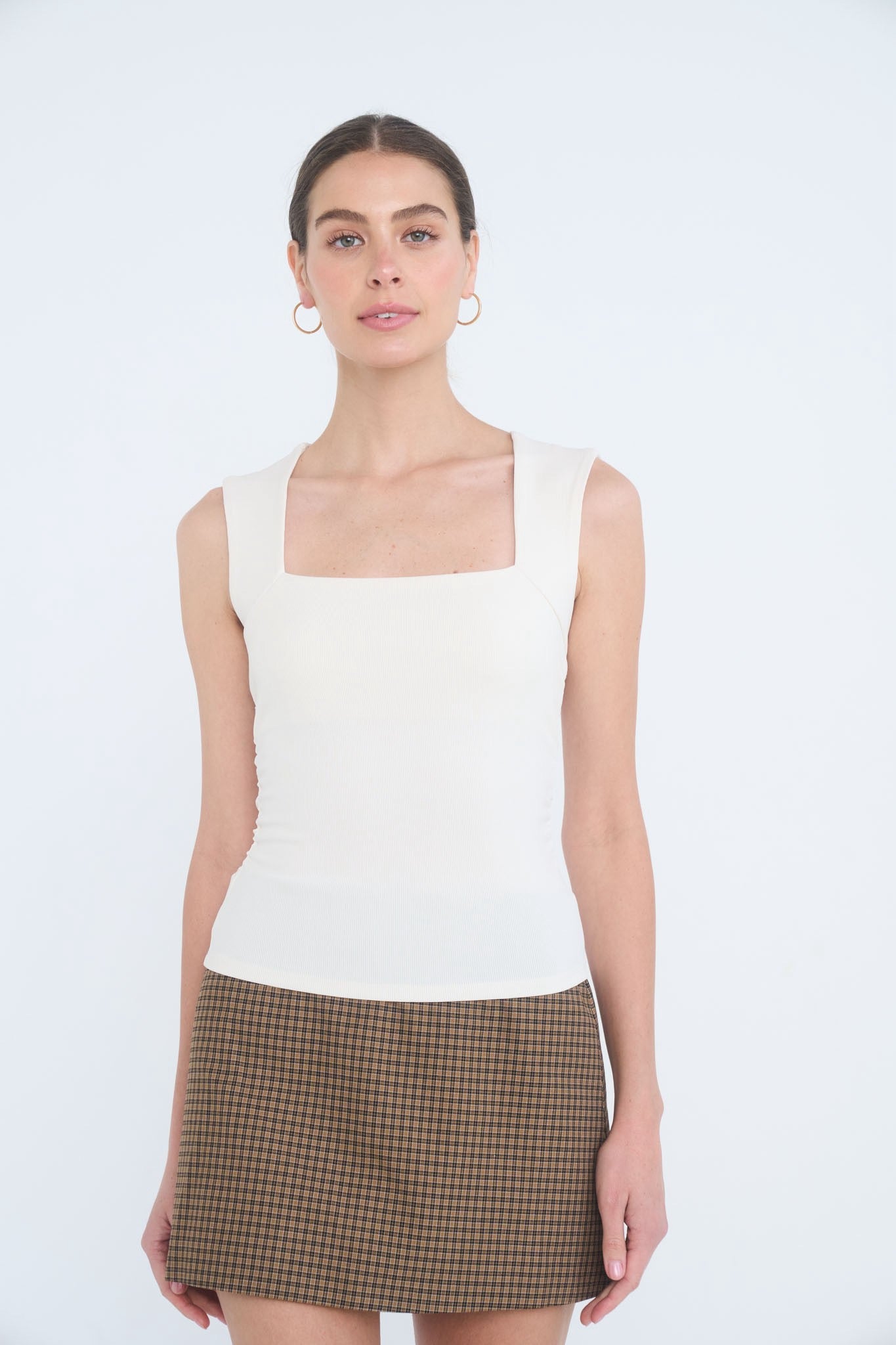 Ruched Side Square Neck Top