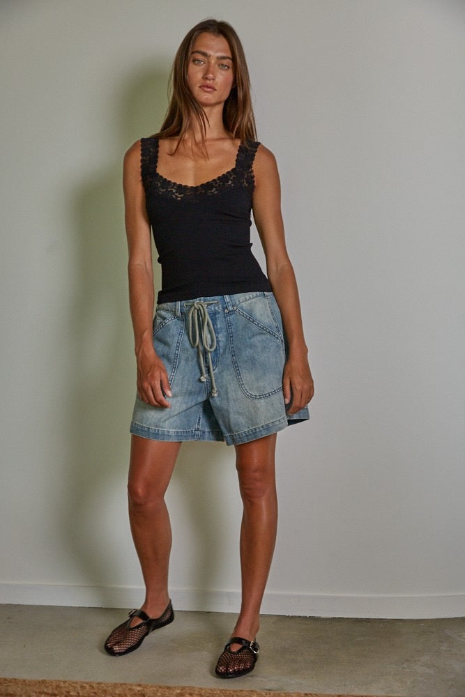 Lace Ribbed Seamless Tank