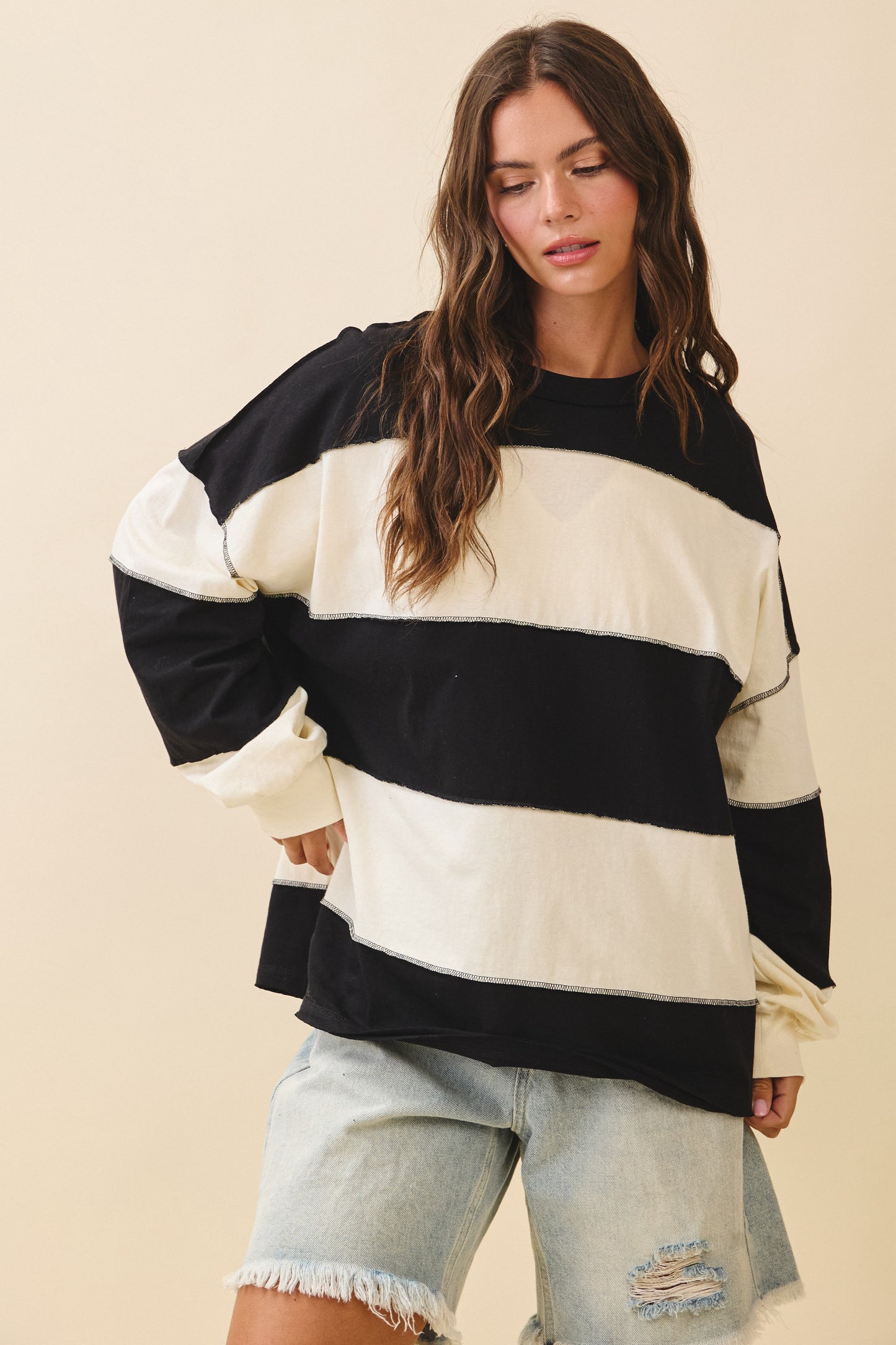 Stripe Long Sleeve Pullover Top