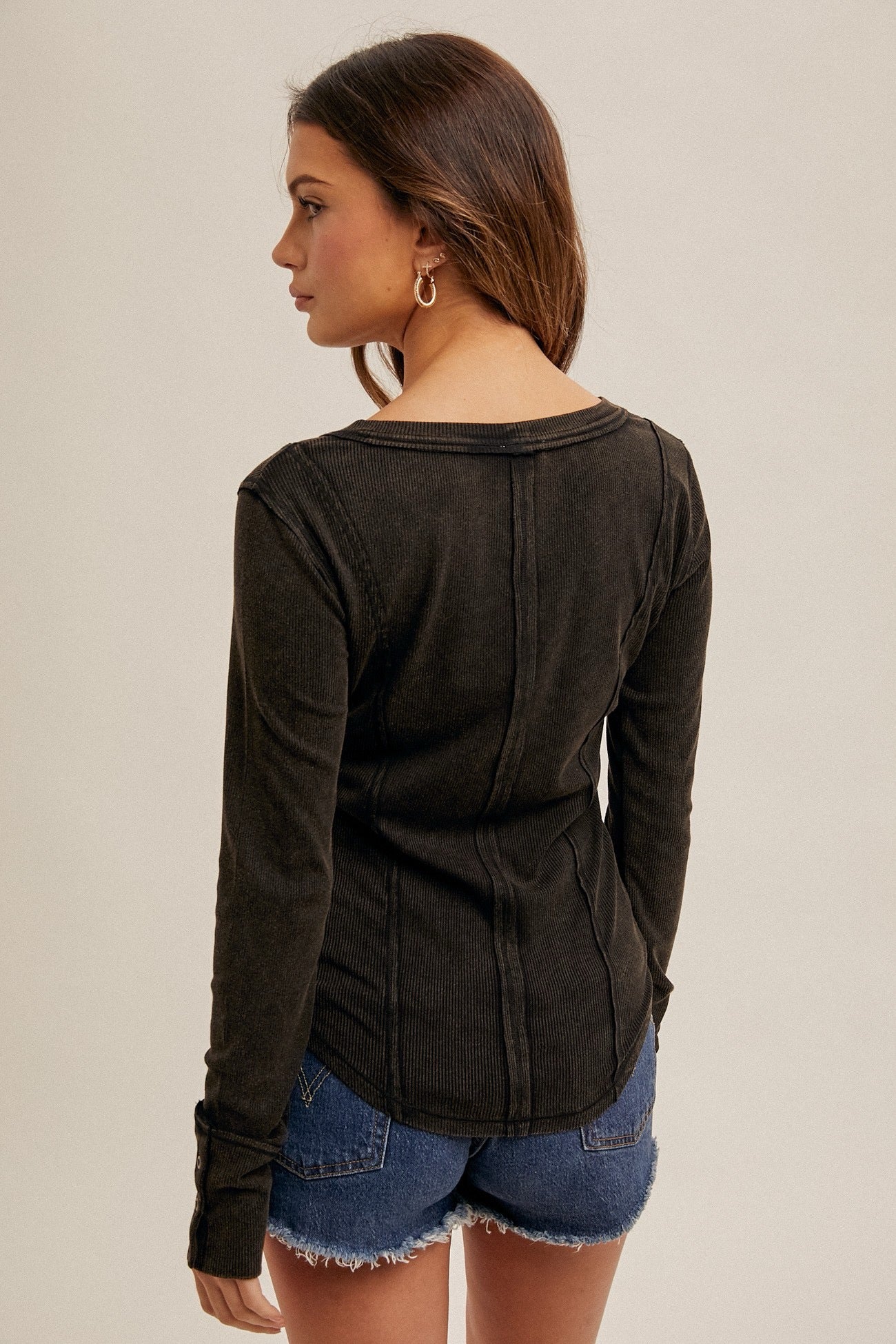 Snow Washed Ribbed Top