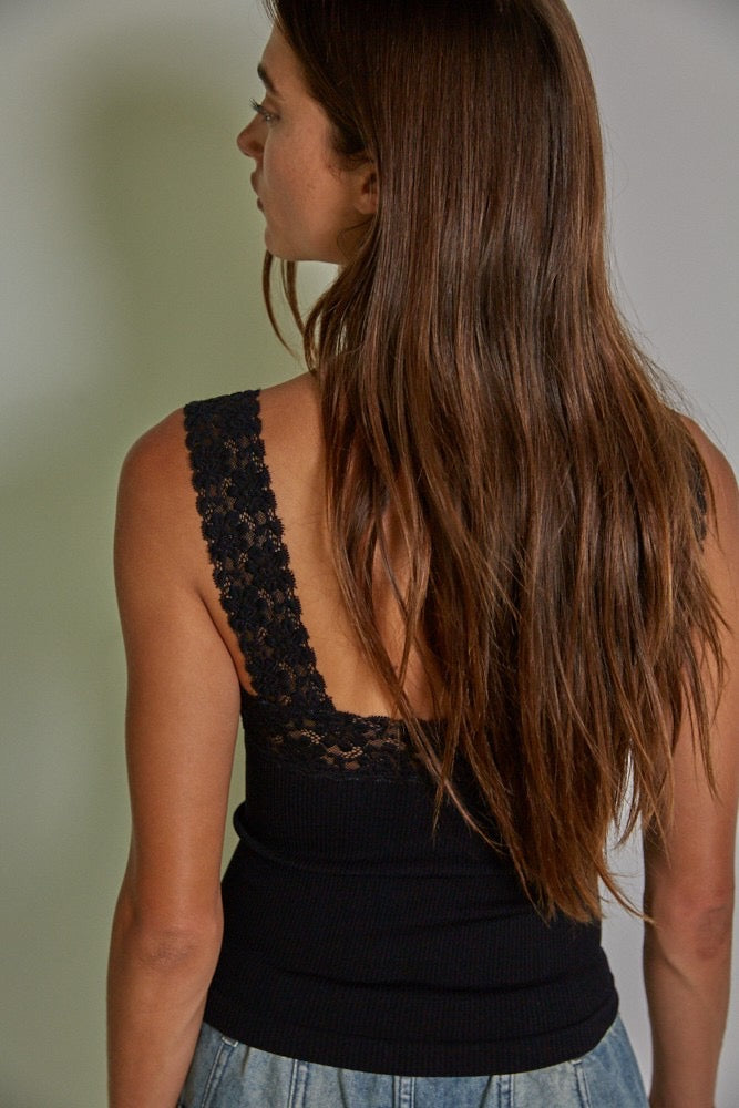 Lace Ribbed Seamless Tank
