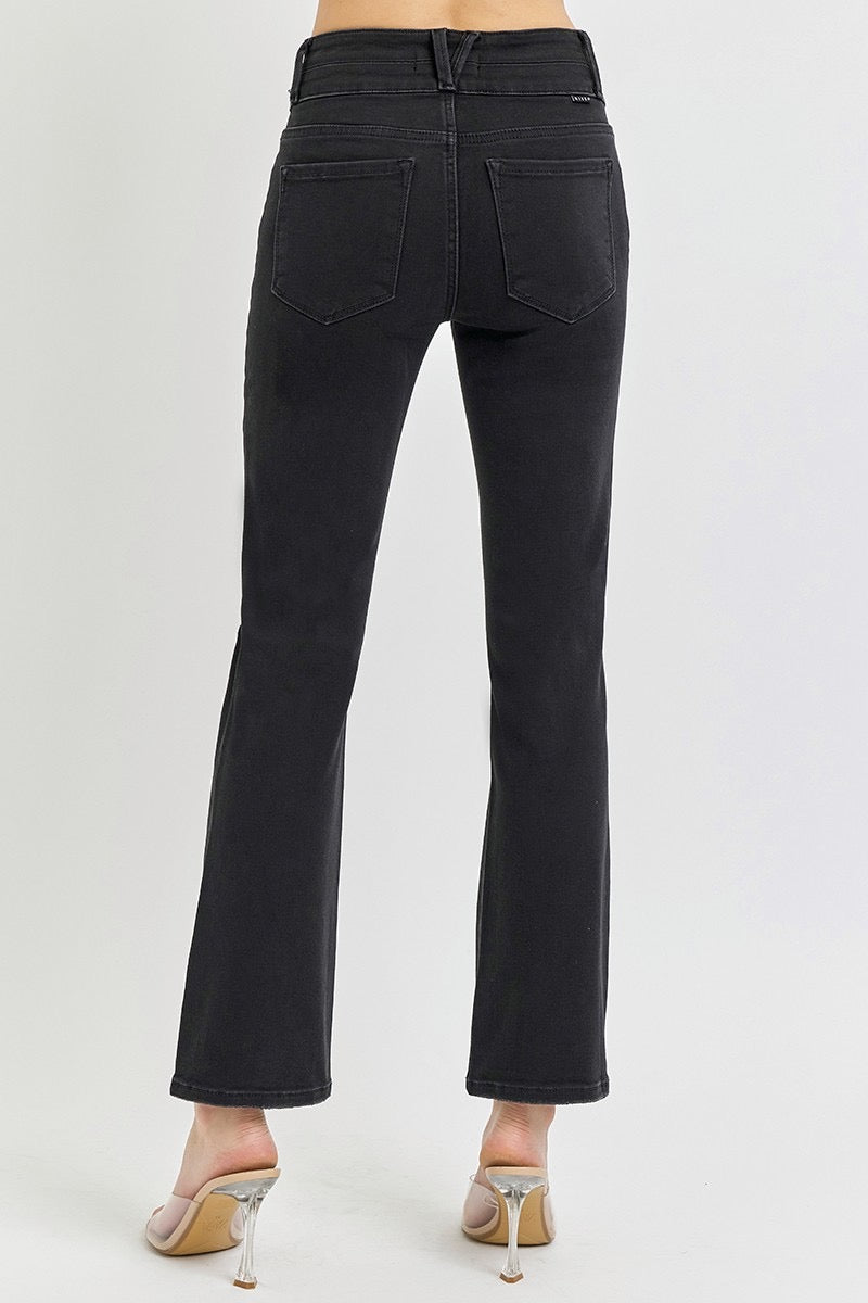 Risen Black Double Button Ankle Jeans