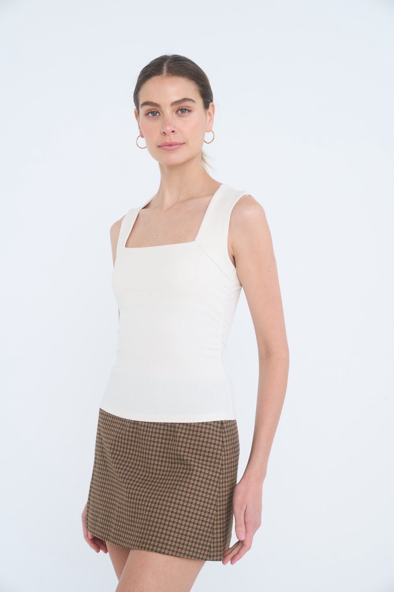 Ruched Side Square Neck Top