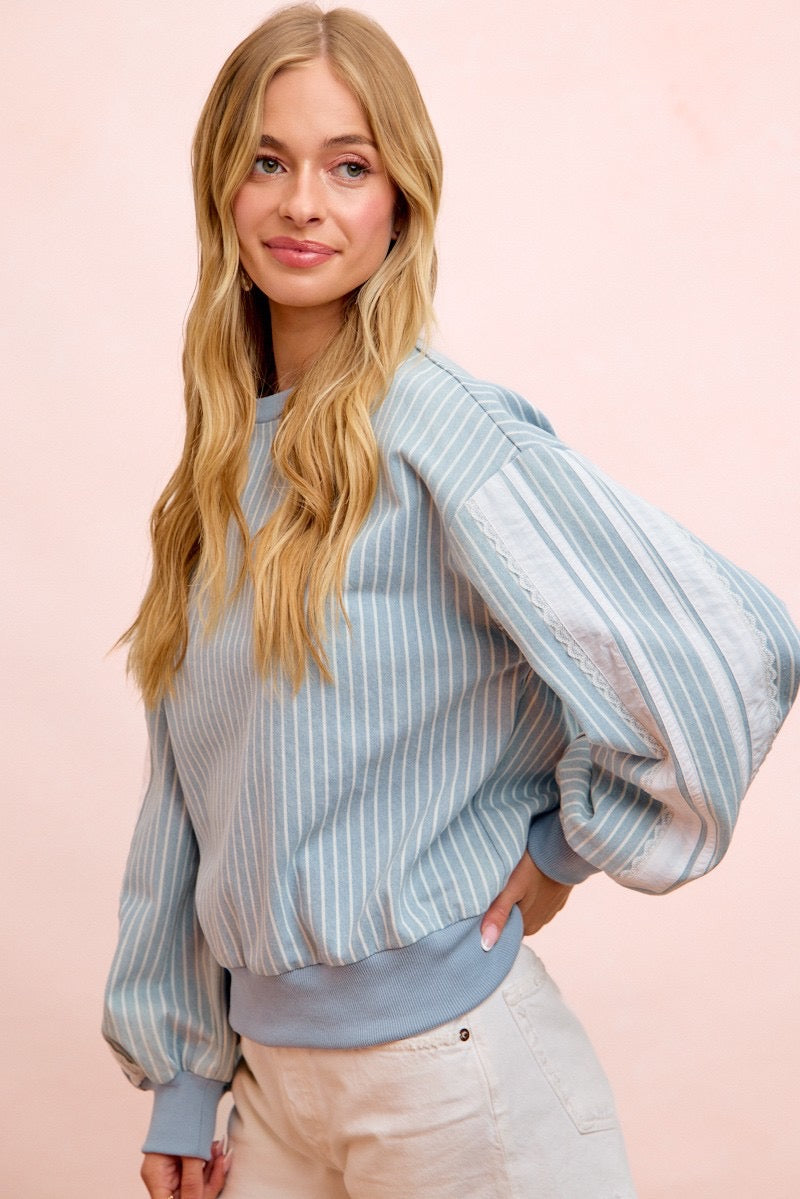 Denim and Lace Pullover