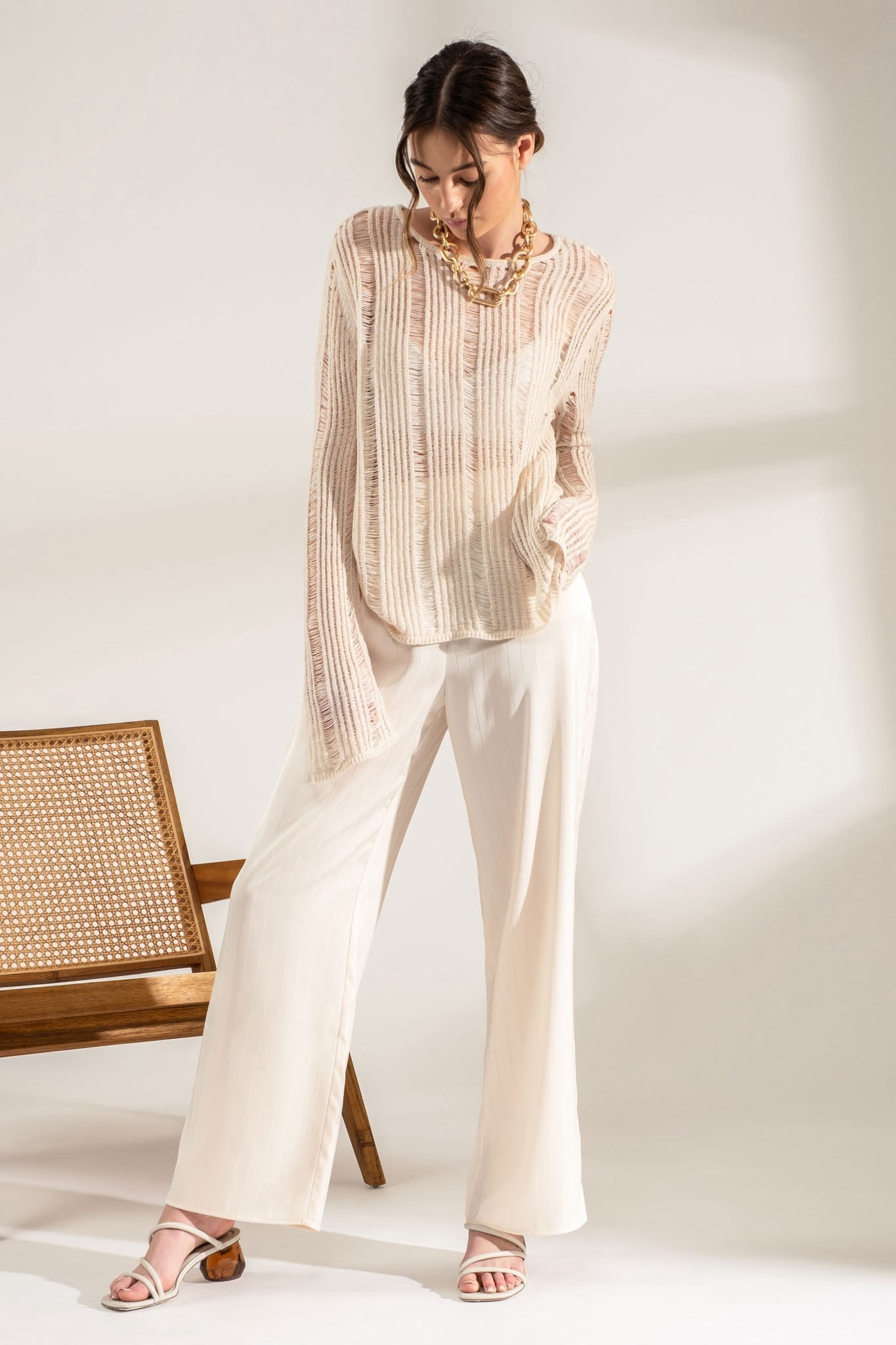 Ladder Knit Lightweight Sweater