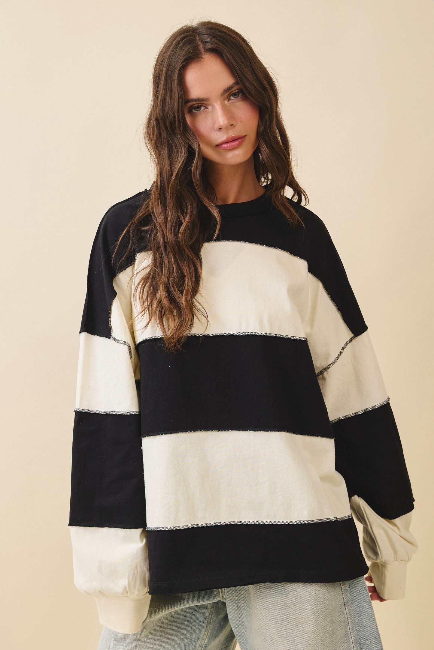 Stripe Long Sleeve Pullover Top