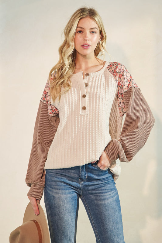 Floral Henley Long Sleeve