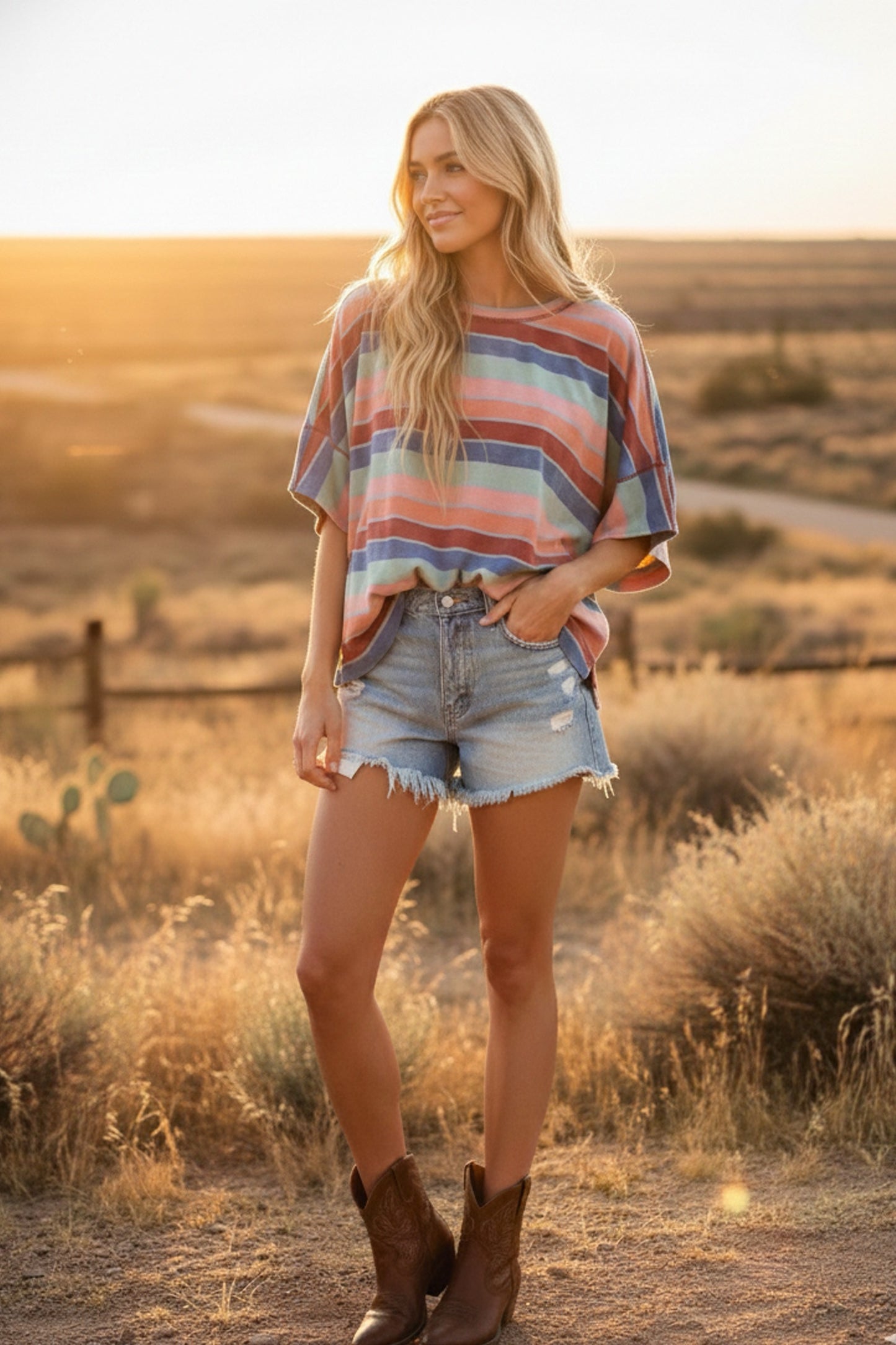 Washed Oversized Striped T shirts