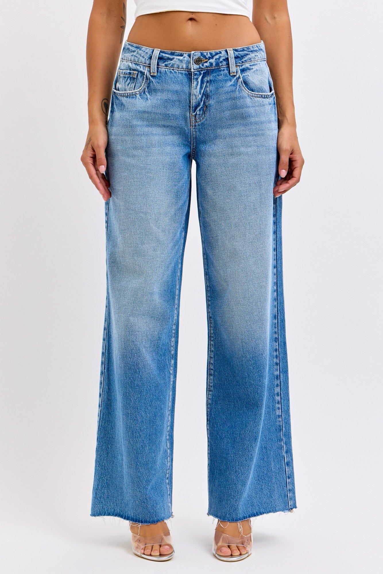 Cello Mid Rise Wide Leg Denim