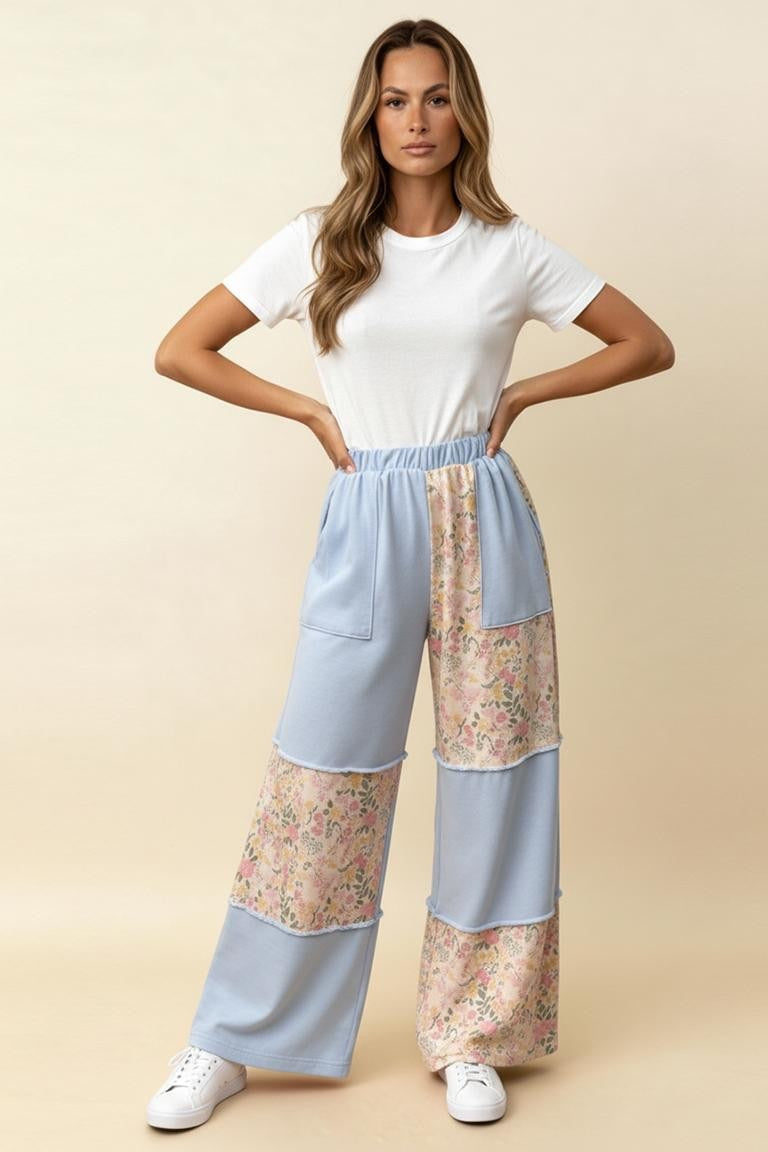 Baby Blue Patchwork Pants