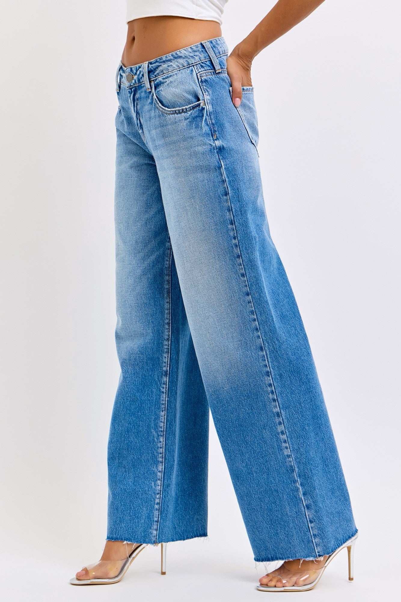 Cello Mid Rise Wide Leg Denim
