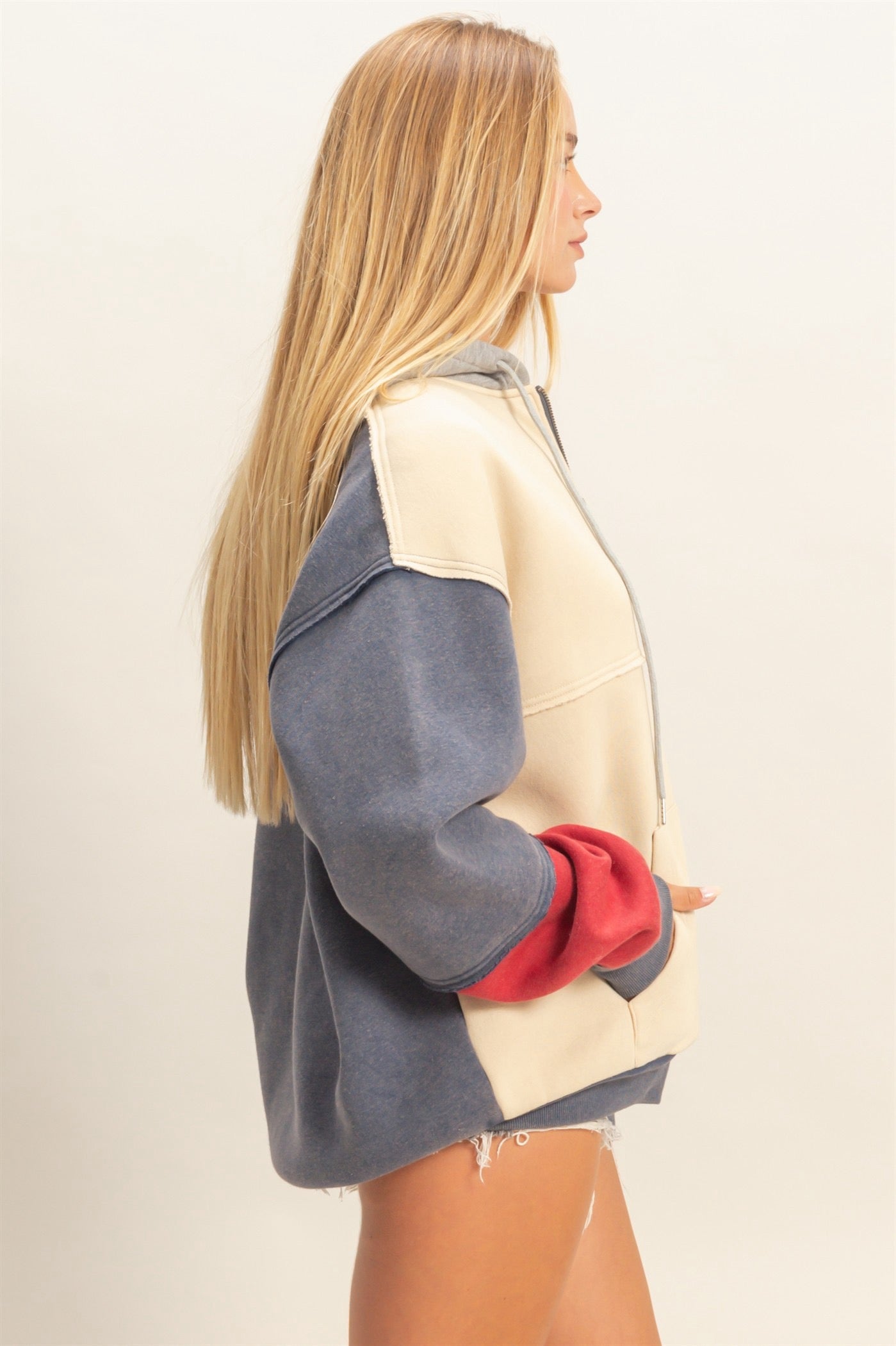 Colorblock Zip Up Sweatshirt