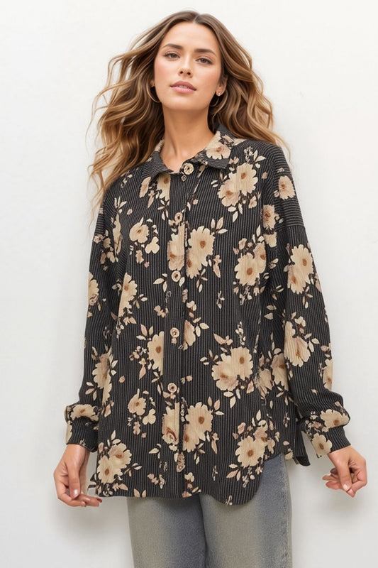 Collar Floral Buttondown Top