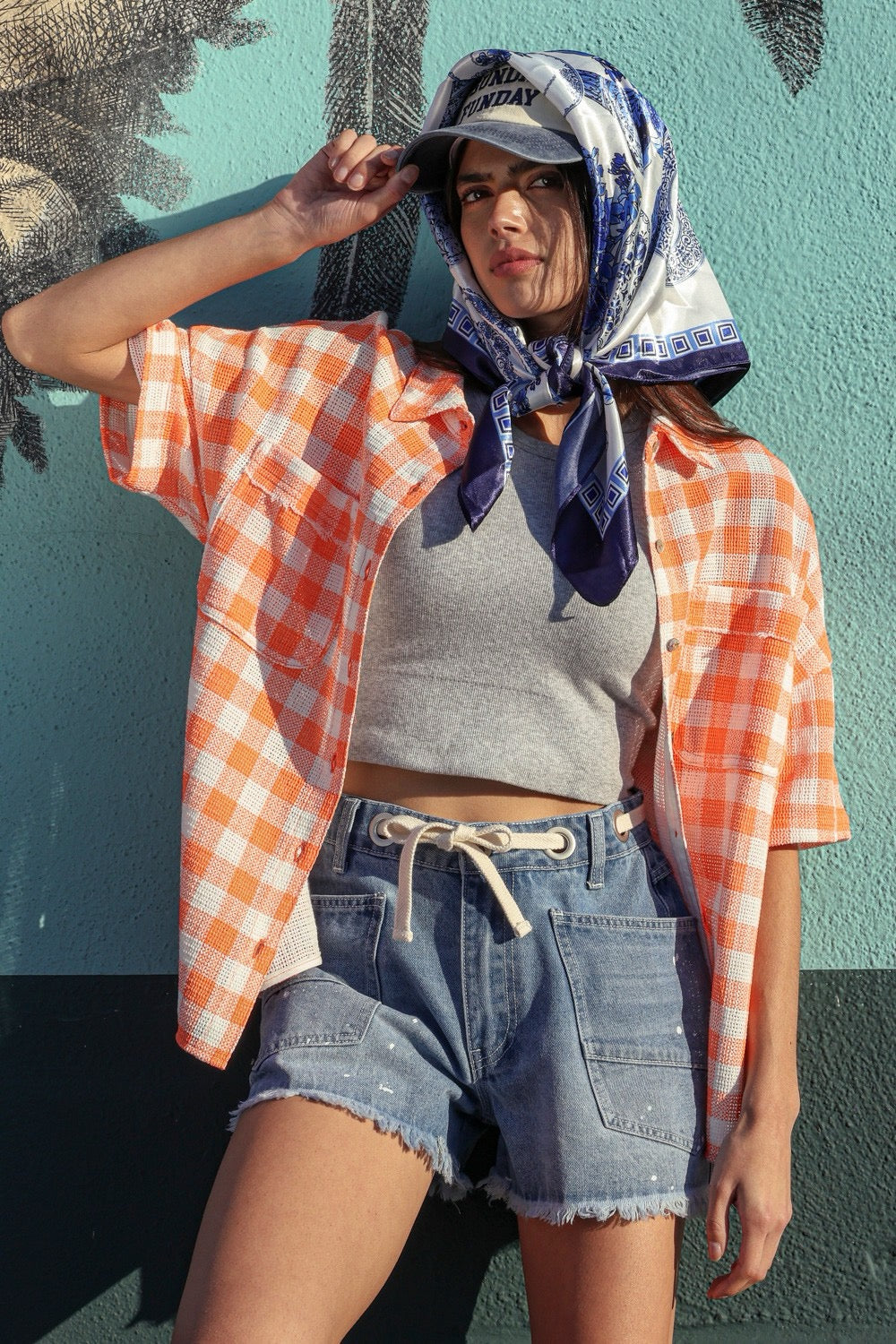 Neon Oversized Checkered Shirt