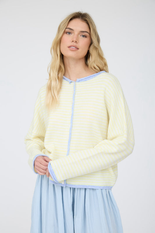 Striped Button Down Cardigan