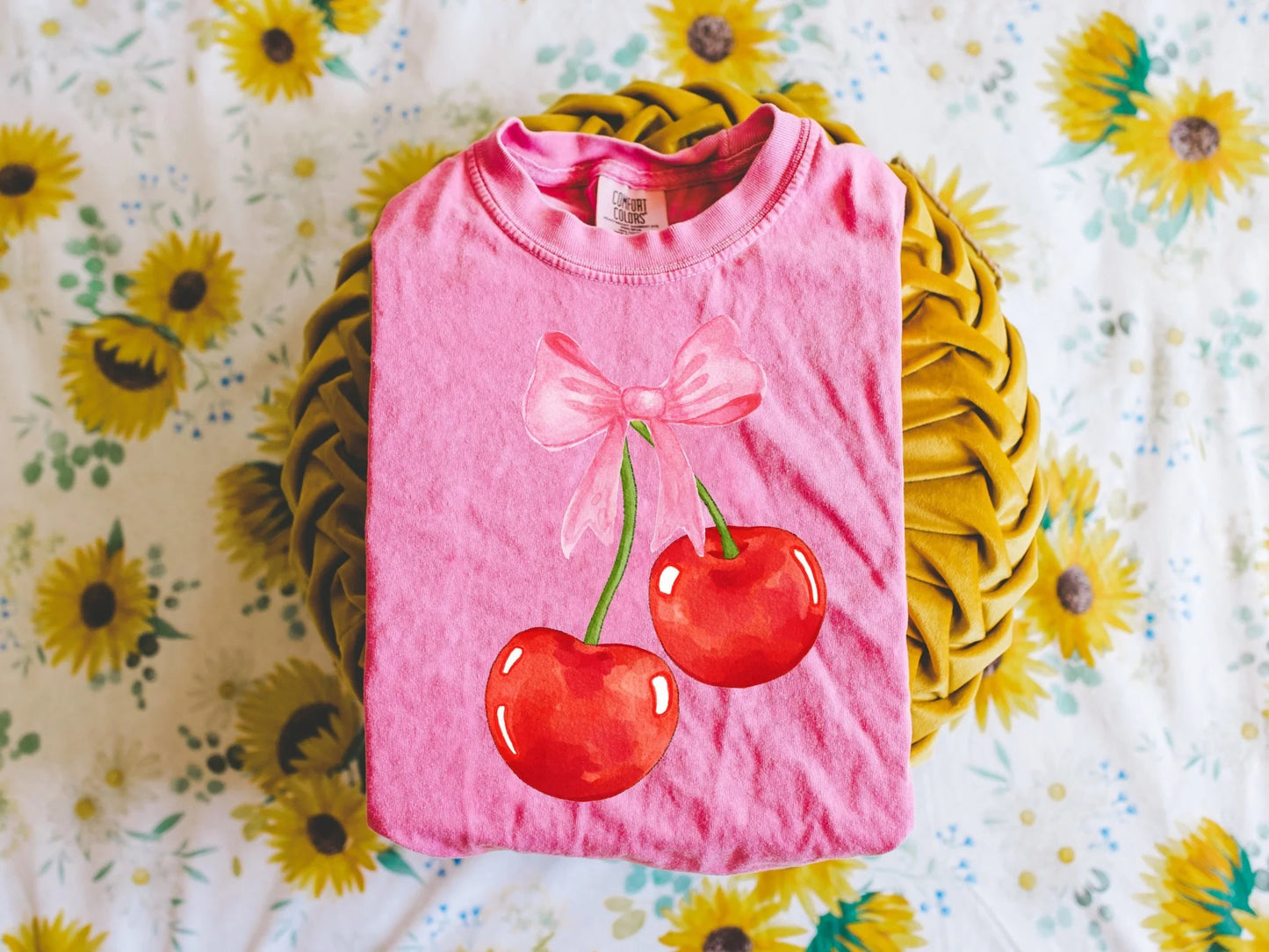 Neon Bow and Cherry Graphic Tee