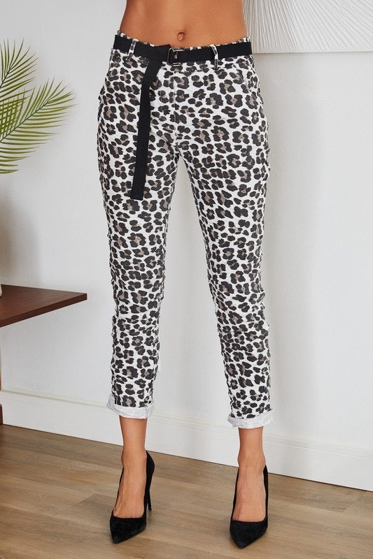 Leopard Print Crinkle Joggers