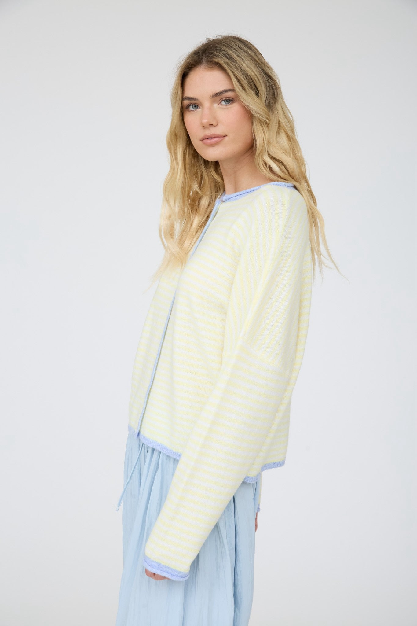 Striped Button Down Cardigan