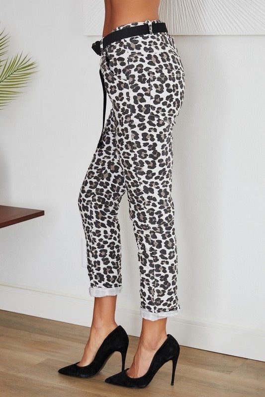 Leopard Print Crinkle Joggers