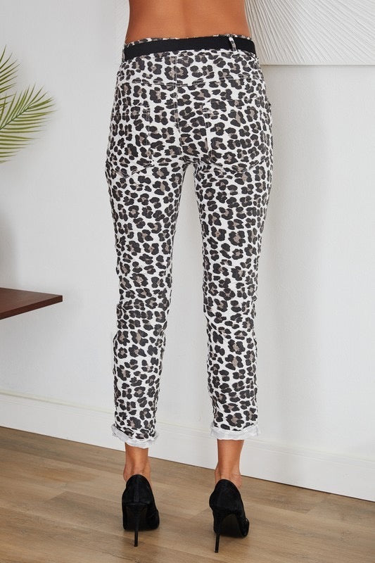 Leopard Print Crinkle Joggers