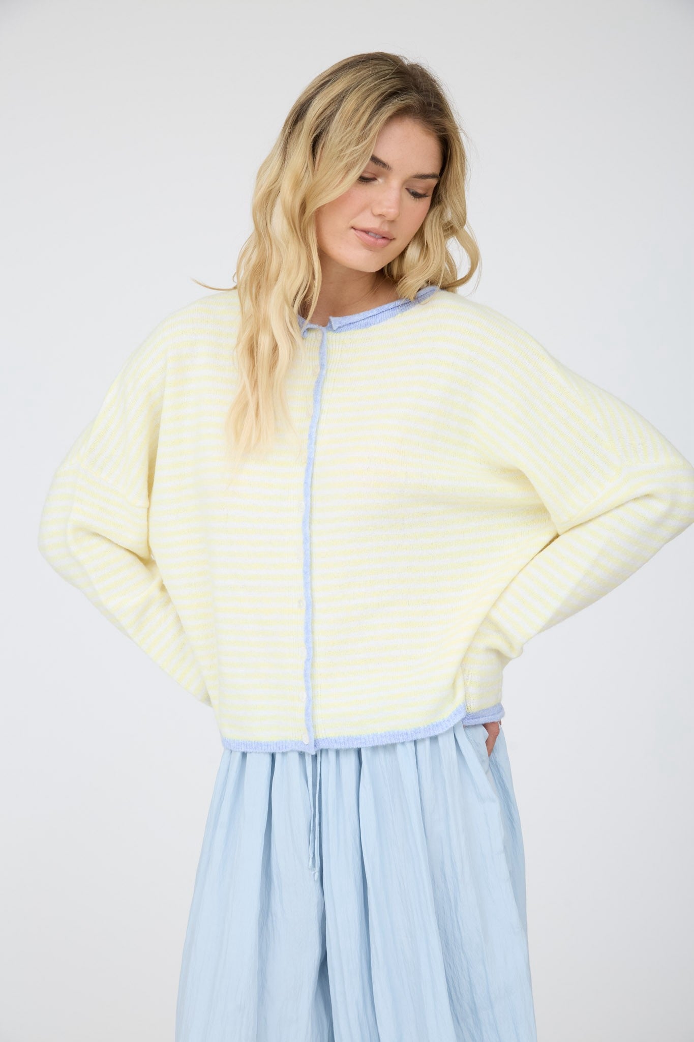 Striped Button Down Cardigan