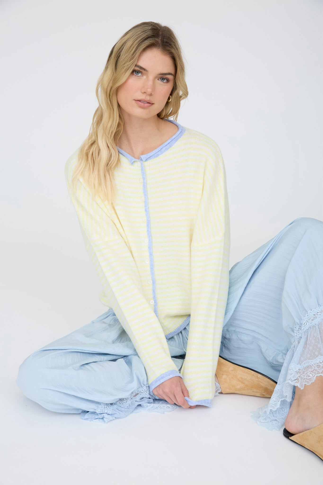 Striped Button Down Cardigan