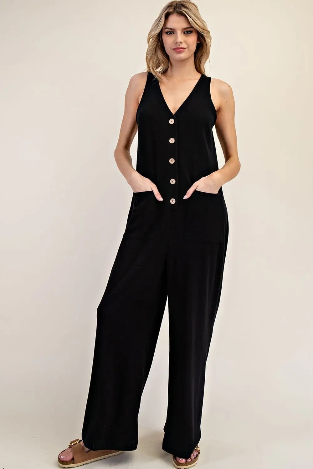 Black Button Down Jumpsuit