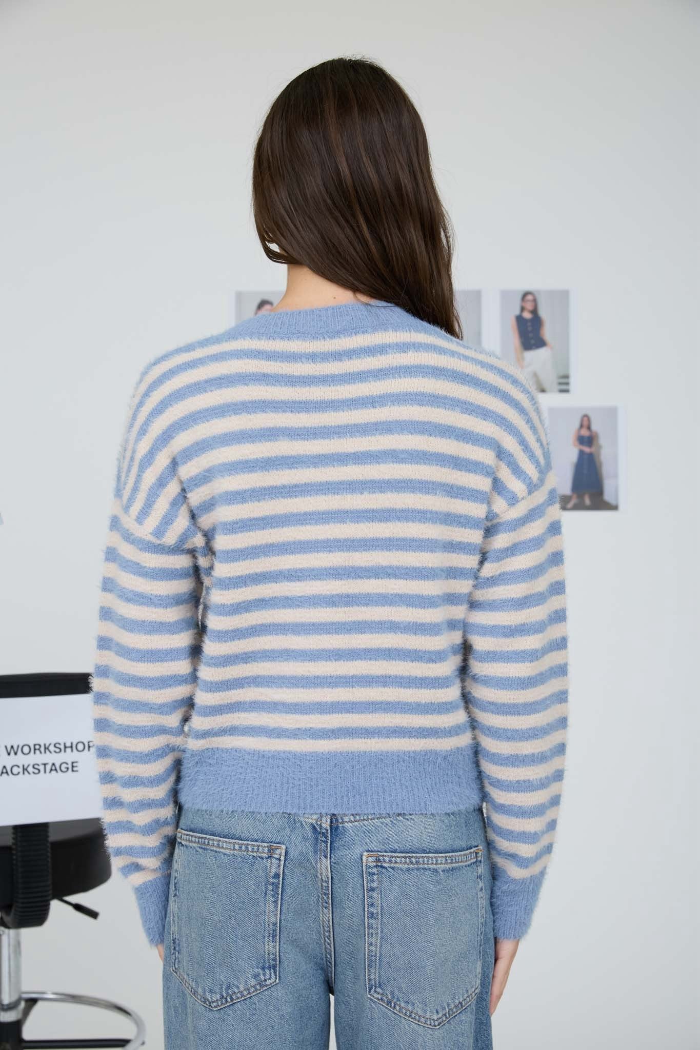 Fuzzy Striped Cardigan