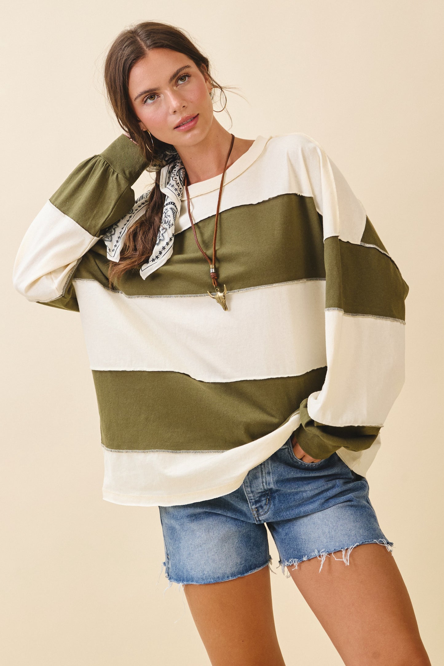 Stripe Long Sleeve Pullover Top