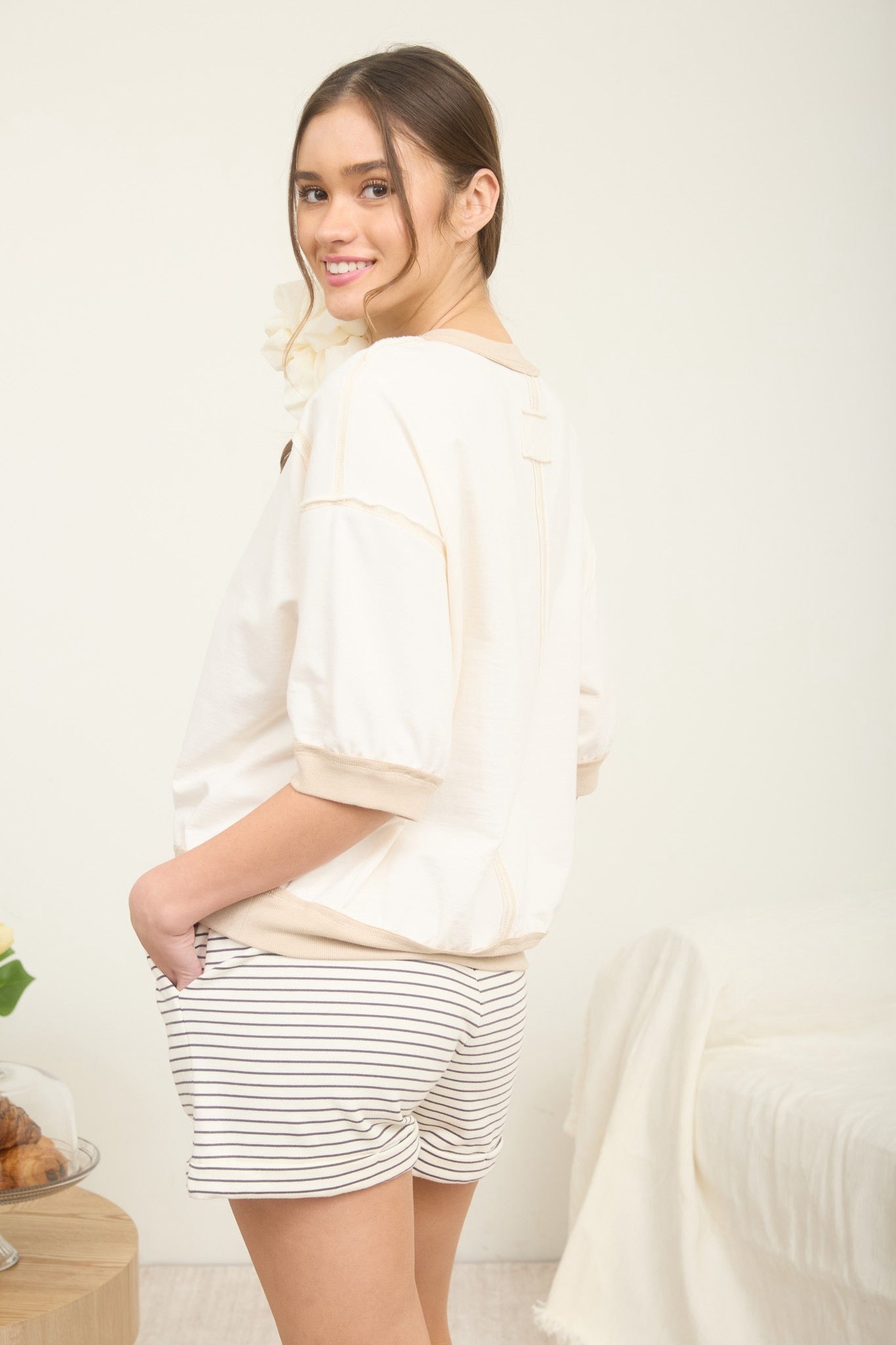 Contrast Band Raglan Top