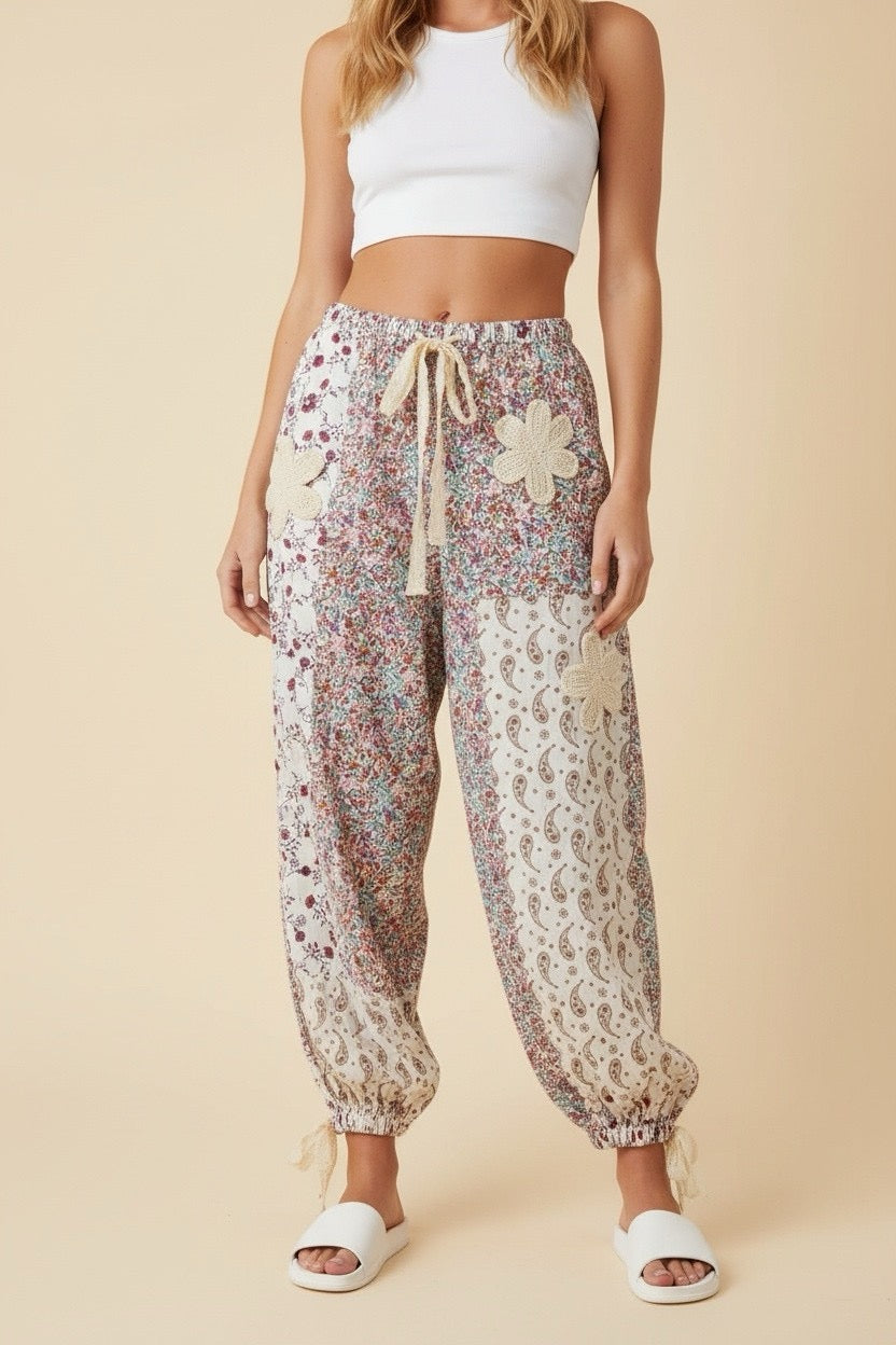 Mixed Print Jogger Pants