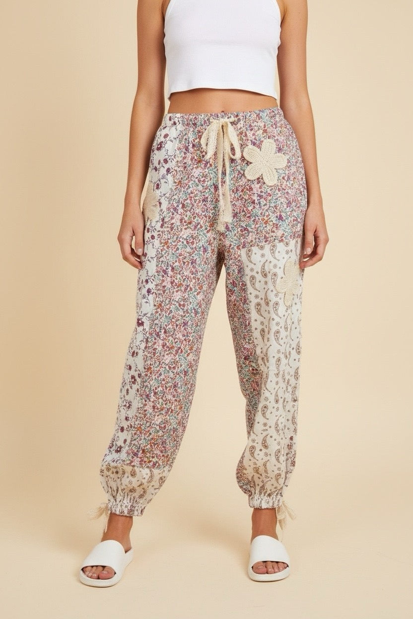 Mixed Print Jogger Pants