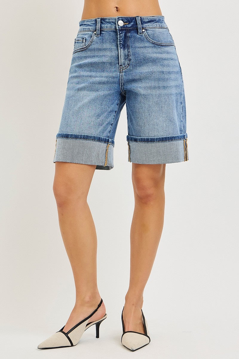 Risen Jeans Cuffed Bermuda Shorts